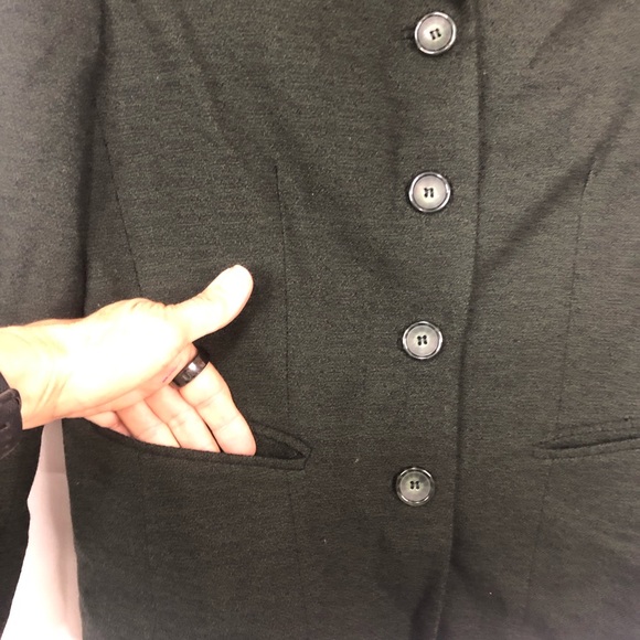 Amanda Smith Petites Wool Blazer Hunter Green Tweed Classic Style - Picture 4 of 10